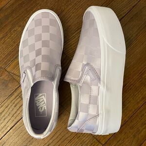 NEW Vans Platform Slip-On Checkerboard in Lavender and White M7/W8.5